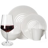 thumbnail of Melamin Geschirr-Set 4 Personen Crema Design 16 Teilig + Milano Gläser Rot Weingläser Tafelgeschirr Picknick BBQ Kochgeschirr