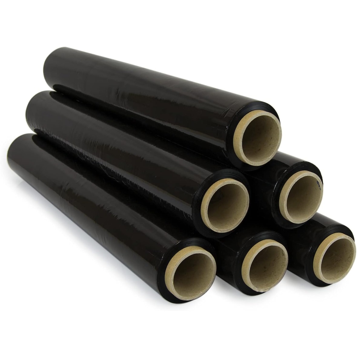 OFITURIA Film Negro Para Embalar 50 Cm y estirable hasta 300 Metros De Longitud, Rollo De Film Elástico Manual Para Embalaje Industrial (6 rollos)