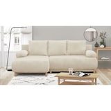 thumbnail of Canapé d'angle gauche convertible MIKA 3 places - Velours côtelé beige - Coffre de rangement - L218 x P98/145 x H84 cm AUCUNE