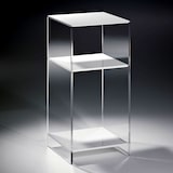 thumbnail of Hochwertiges Acryl-Glas Standregal, Konsole mit 2 Fächern, Regalböden weiß, Seiten klar, 25 x 25 cm, H 65 cm, Acryl-Glas-Stärke 8 mm