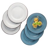 thumbnail of 6x Rome blau & weiß Speiseteller Ø27,5cm Steingut Rauten 6 Personen Essteller