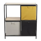 thumbnail of Estante em metal castanho com prateleiras em madeira