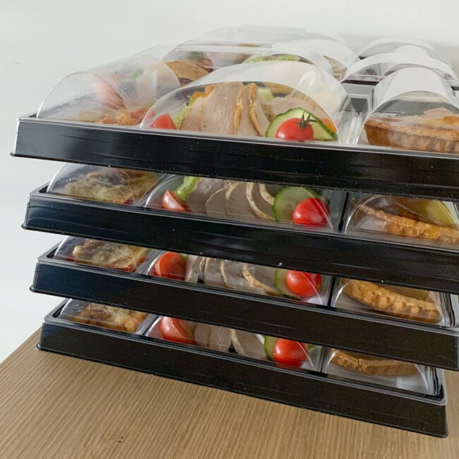 Plateau Repas 5 Compartiments En Polystyrène Noir – 29x22,4x3 Cm, Sachet De 50, Pour événements Sportifs Et Culturels