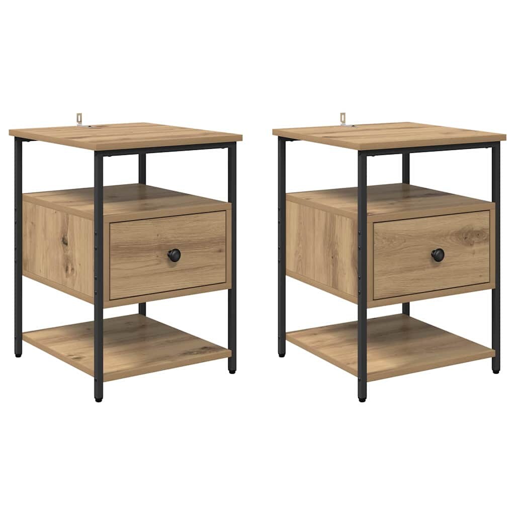 vidaXL Nachttisch 2 pcs Eiche handwerklich 40 x 42 x 56 cm