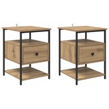 thumbnail of vidaXL Nachttisch 2 pcs Eiche handwerklich 40 x 42 x 56 cm
