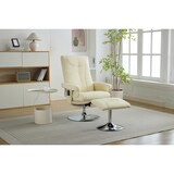 thumbnail of Relaxsessel mit Liegefunktion 76x75x103 Massagesessel 5-Punkte Massage Heizfunktion 360° drehbar mit Hocker Beige