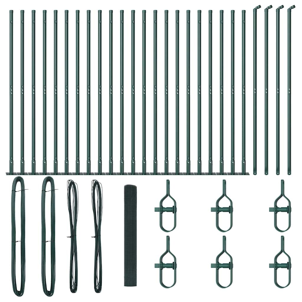 vidaXL Zaunpfosten Grün 50 x 1,2 m (25 x 25 mm Gitter) Stahl und PVC