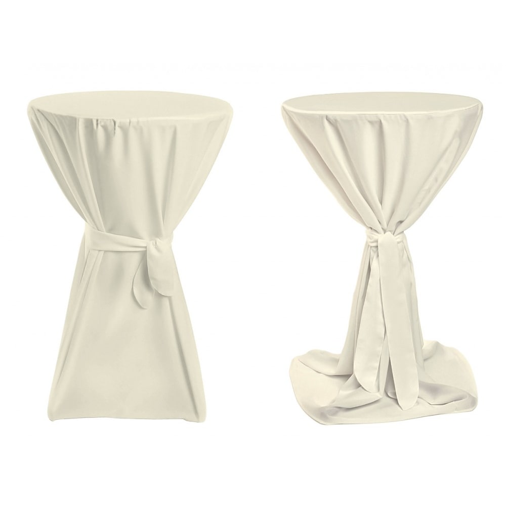 TexDeko Stehtischhusse Premium Creme Ø 70cm mit Schleifenband