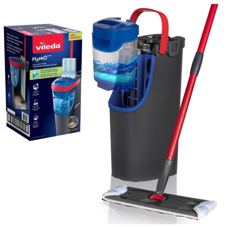 Vileda lavapavimenti H2Pro Flat Mop con piastra piatta in microfibra