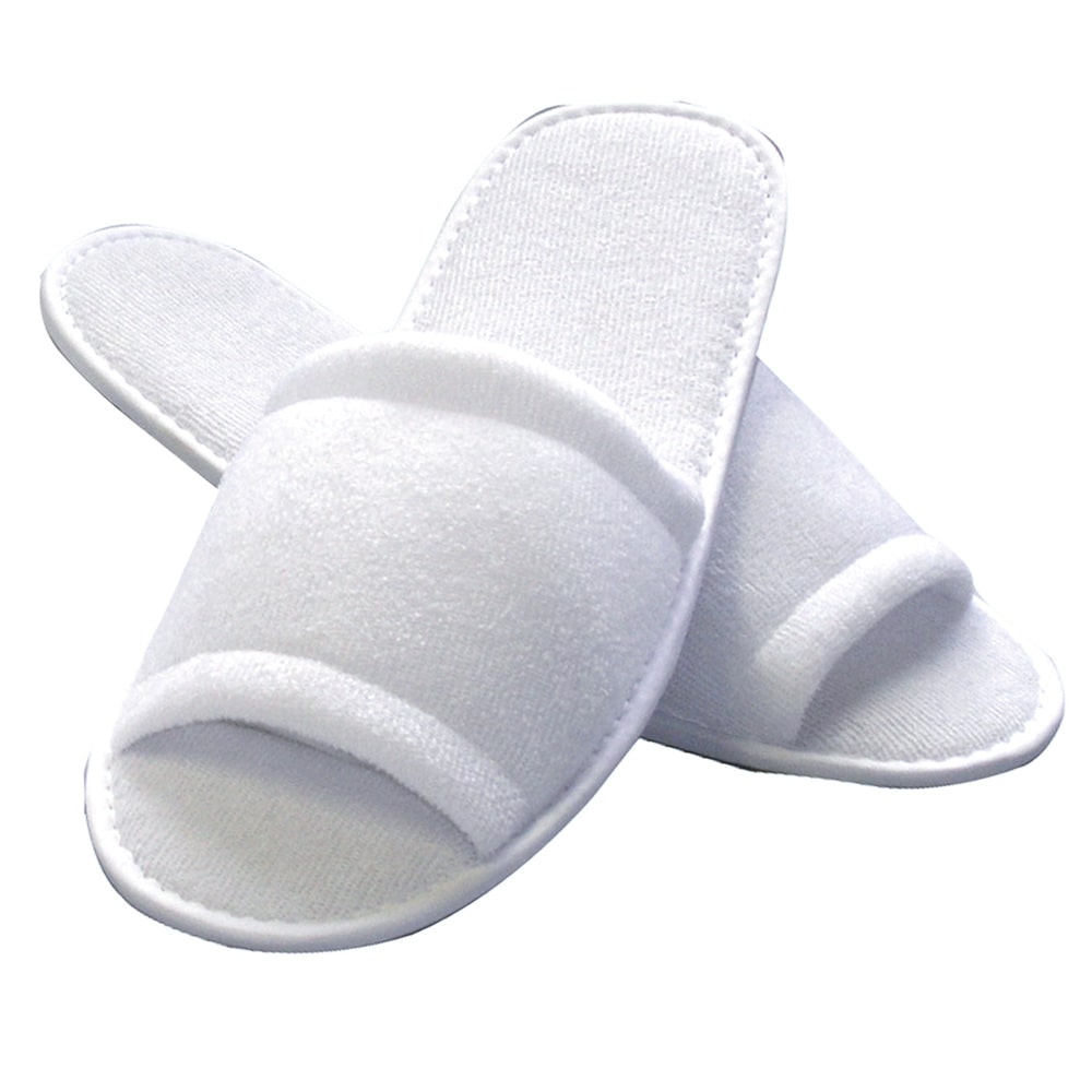 100 Paar Slipper "Classic" offen Weiss Einheitsgröße 28,5 cm lang Hotelslipper Hotelhausschuhe Einwegslipper Gästehausschuhe