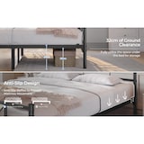 thumbnail of Yaheetech Modern Metallbett 140x200 cm Bettgestelle mit Lattenrost, Doppelbett/Einzelbett, Bettrahmen mit Kopfteil, Gästebett für Schlafzimmer Schwarz