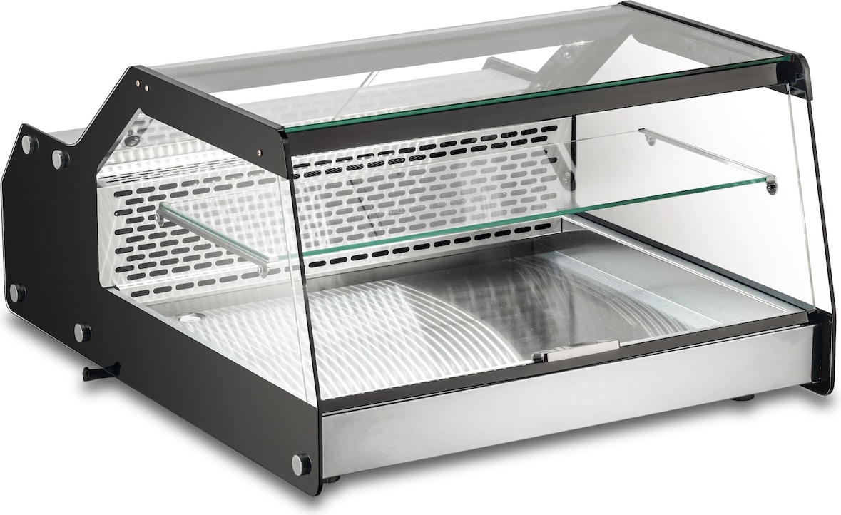 FISHOW70 Edelstahl-Kühlvitrine, digitales Thermostat, Temp. +2°C/+12°C, automatische Abtauung, LED-Beleuchtung, Maße 68,9x87,4x41,9 cm