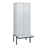 thumbnail of C+P Spind Classic PLUS, Kunststoff schwebende Sitzbank, 4 Abteile, HxBxT 212x80x82cm, Zylinderschloss, Hellgrau/Hellgrau von PROREGAL