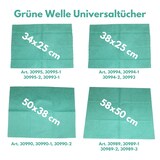 thumbnail of Grüne Welle, Universaltücher mit Textilcharakter, grün-weiß, 55 % Viskose, 45 % Polyester, ca. 25x38 cm, 50 Tücher