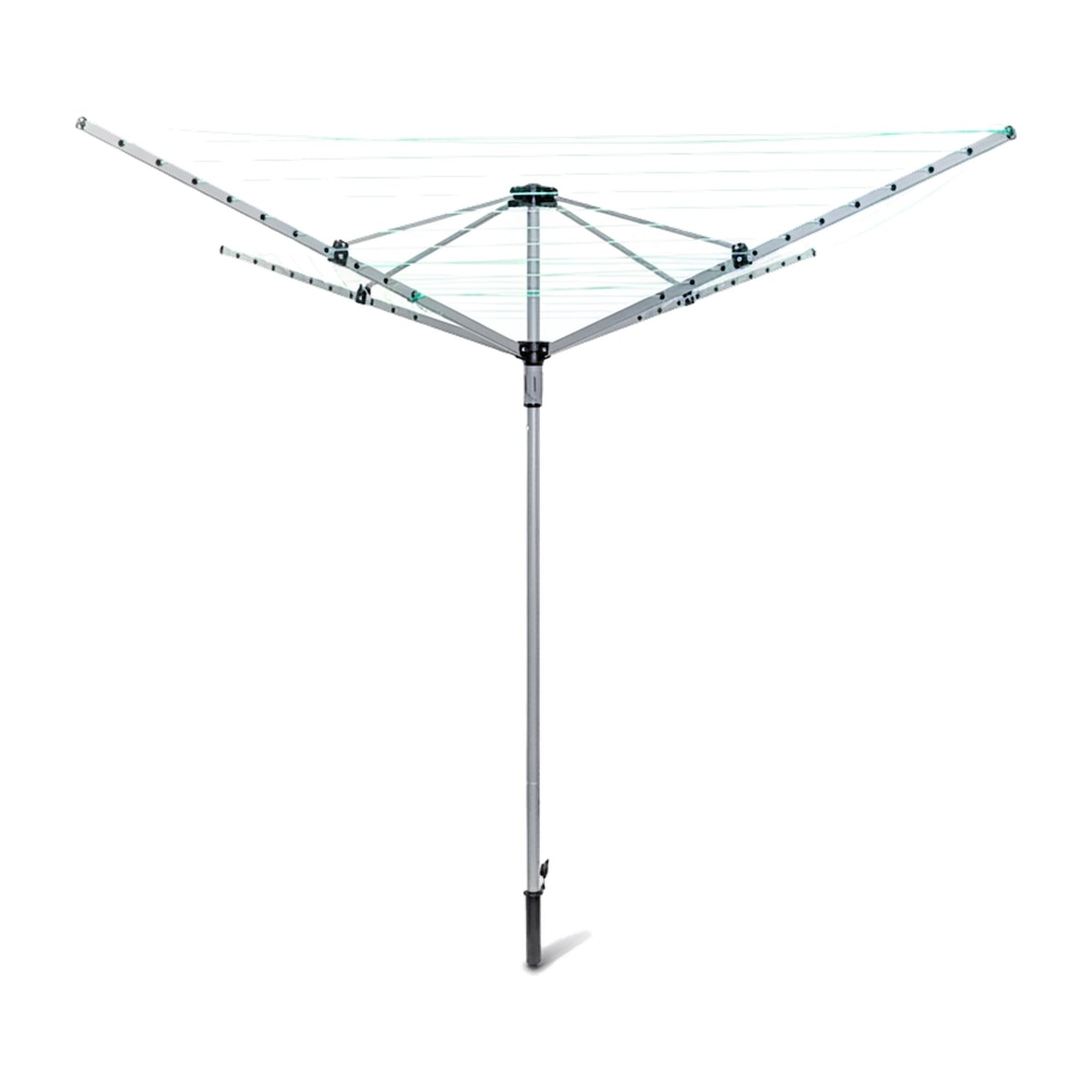 Relaxdays Wäschespinne 49 m, HxBxT:184x242x242 cm, reißfeste Leine, stabiler Stand mit Erdspieß, Garten, silber