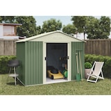 thumbnail of Gartenhaus Metall 4,72 m2 Gävle - 261x181x198 cm - Grün und Weiß - Doppelschiebetür - Geräteschuppen