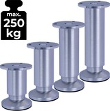 thumbnail of 4er SET Möbelfüße Sofafuß Möbelbeine ALUMINIUM gebürstet Höhe 18 cm 38 mm stabile Ausführung Sofa