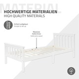 thumbnail of ML-Design Holzbett 90x200 cm Weiß mit Matratze H:10 cm, Massivholz Bettgestell aus Kiefernholz mit Lattenrost & Füßen, Einzelbett mit Kopf- & Fußteil,