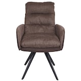 thumbnail of Juego de 6 sillas de comedor HWC-G66, silla de cocina silla, giratoria auto posición tela/textil ~ marrón-marrón oscuro, con reposabrazos