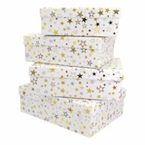 thumbnail of 4 Geschenkboxen Sterne weiß/gold/silber Weihnachten Geschenkverpackung Geschenkkkarton