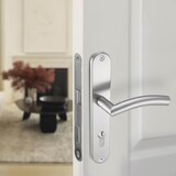 thumbnail of Langschild Drückergarnitur Edelstahl gebürstet ELLA PZ - Profizylinder Türbeschlag für Innentüren