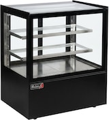 thumbnail of Romux® Kühlvitrine für Konditorei Quadratisch Tischgerät 2 Böden Schwarz 350 Liter Umluftkühlung | Kühlvitrine Gerade Glasscheiben