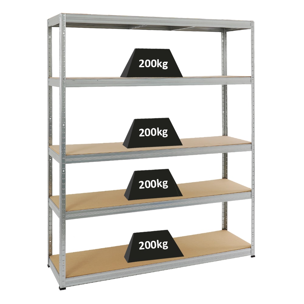 PROREGAL Schwerlastregal Giant Elephant | HxBxT 180x150x45 cm | Fachlast 200kg | Verzinkt | Stecksystem Lagerregal Regalsystem