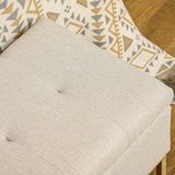 thumbnail of HOMCOM banco de almacenamiento otomana rectangular tapizado de lino con tapa abatible y patas de acero para salón dormitorio habitación 110x44x48 cm