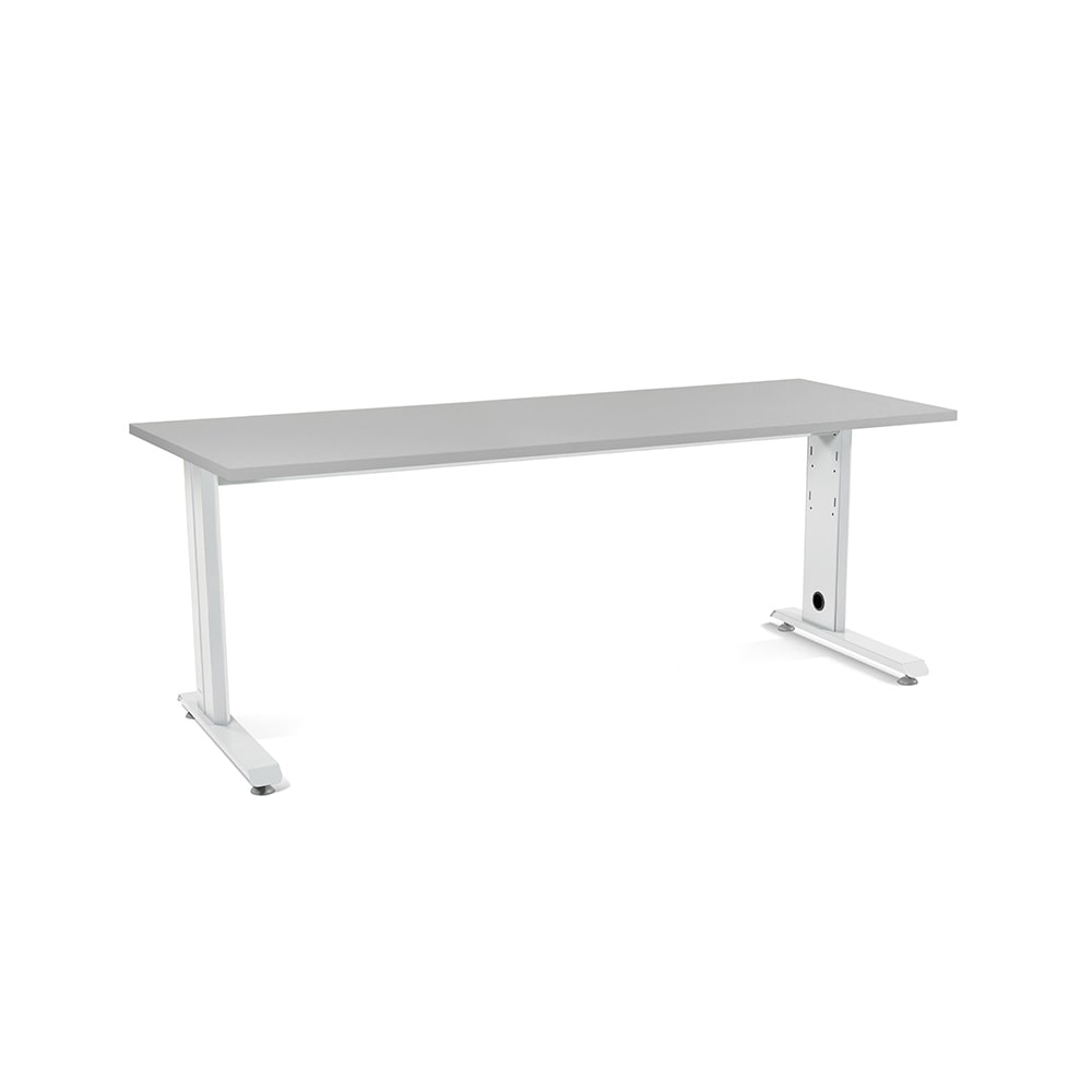 Rocada mesa secretária série Metal 200x80cm branco / cinza