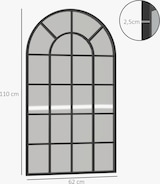 thumbnail of Dekospiegel großer Spiegel, Fensteroptik, Bogenförmig, inkl. Aufhängung. Schwarz + Spiegelglas