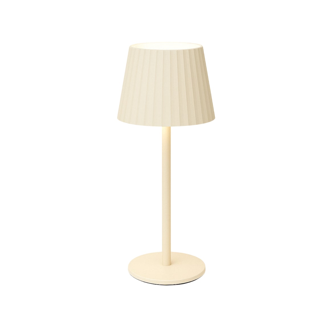 WellHome - Lámpara de Mesa Crema LED recargable con 24 luces blancas cálidas y 3 niveles de brillo Ø9x27,5cm