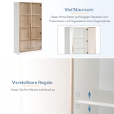 thumbnail of LED Glasvitrine 80x40x160 cm Weiß mit verstellbaren Einlegeböden, Flügeltüren und stimmungsvollem Licht für Wohnzimmer und Büro