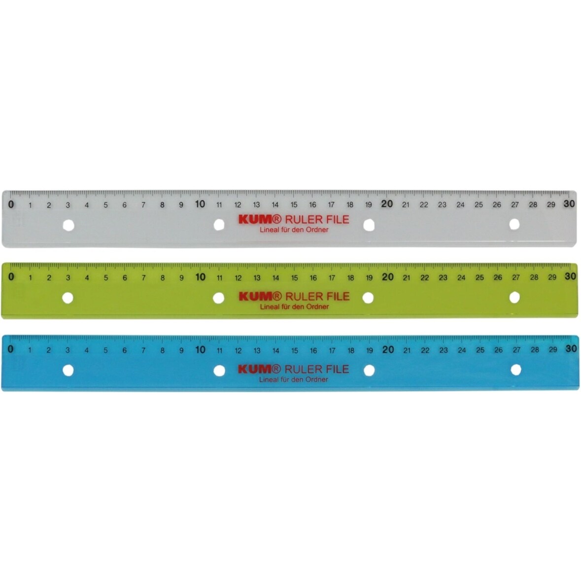 Lineal L03 Ruler File zum Abheften 30cm farbig sortiert Packung mit 20 Stück