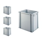 thumbnail of PROREGAL 4x Eurobehälter mit geschlossenem Griff und Scharnierdeckel | HxBxT 40x30x40cm | 37 Liter | Grau | Eurobox