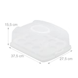 thumbnail of Relaxdays Kuchenbox, rechteckig, mit Deckel, Kuchen & Muffins, Partybutler, HBT: 15,5 x 37,5 x 27,5 cm, weiß/transparent
