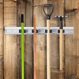 thumbnail of Relaxdays Gerätehalter Wandhalterung, Werkzeughalter für Wand, Ordnungsleiste Metall, Gartengeräte, Aluminium, silber