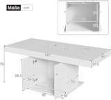 thumbnail of Ausziehbarer Esstisch Weiß 180x80x76 cm mit Stauraum, automatischer Teleskopauszug, rechteckig, Spanplatte Metall, platzsparend
