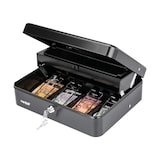 thumbnail of HMF 15230-02 Geldkassette abschließbar mit Münzeinsatz und 4 Scheinfächer mit Klammer, 30 x 24 x 9 cm, Schwarz