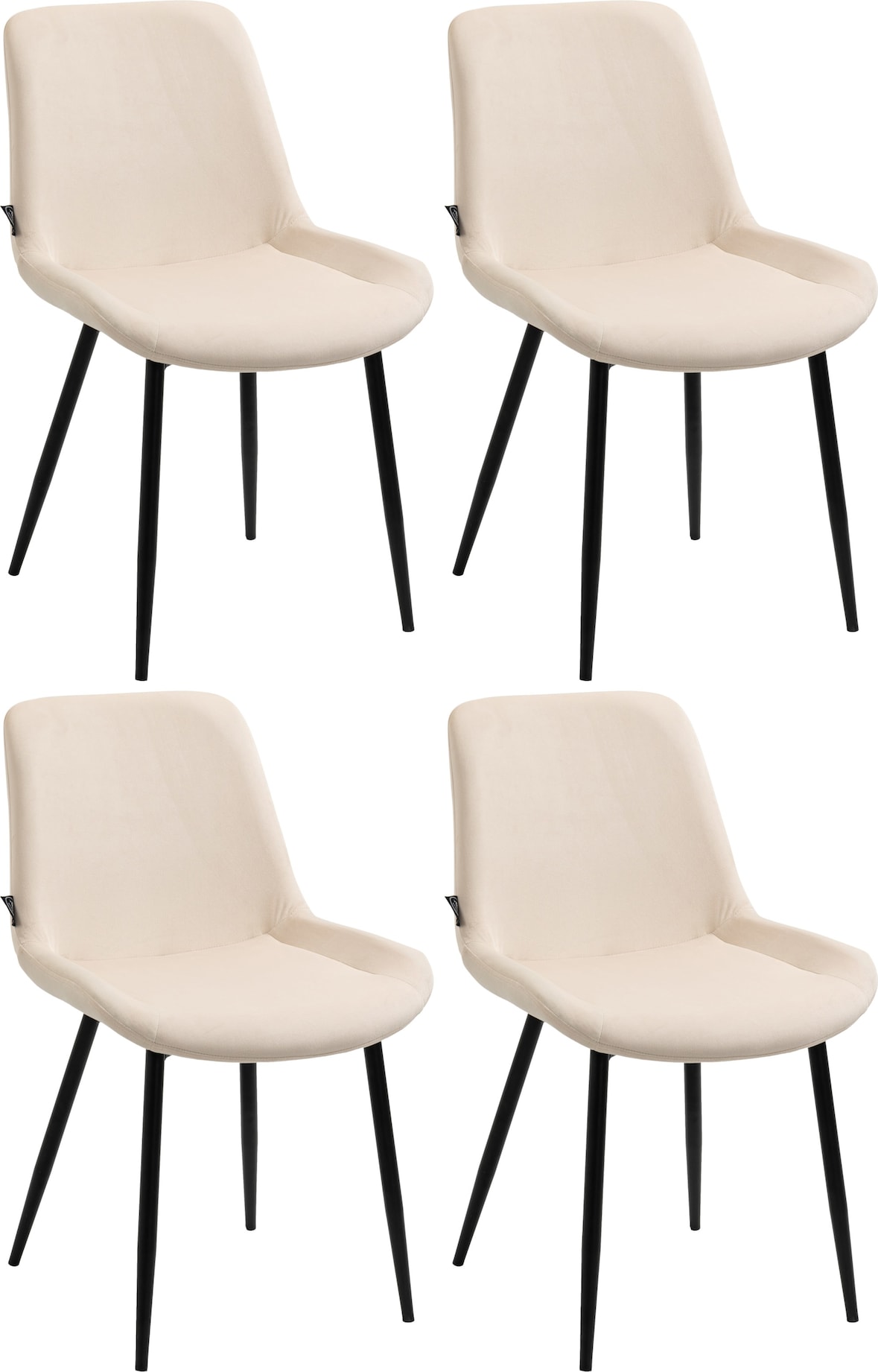 DELUKE® 4er Set Esszimmerstühle WIKIL Samt - 80x51x60cm, creme, Samt Metall matt schwarz Gestell Stühle EsszimmerstühleEsstisch Stühle Küchenstuhl