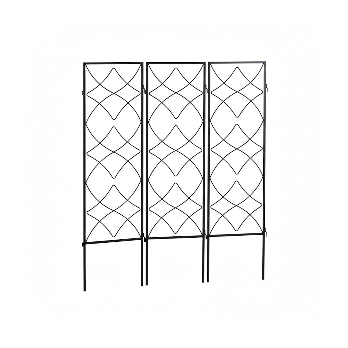 Relaxdays Rankgitter Metall, 3er Set, zum Stecken, Rankhilfe für Kletterpflanzen, 122 x 31 cm, Spalier Garten, schwarz