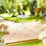 thumbnail of Relaxdays Gartentisch, H x D: 73 x 60 cm, Rattanoptik, Kunststoff & Stahl, Outdoor Esstisch, runder Balkontisch, weiß