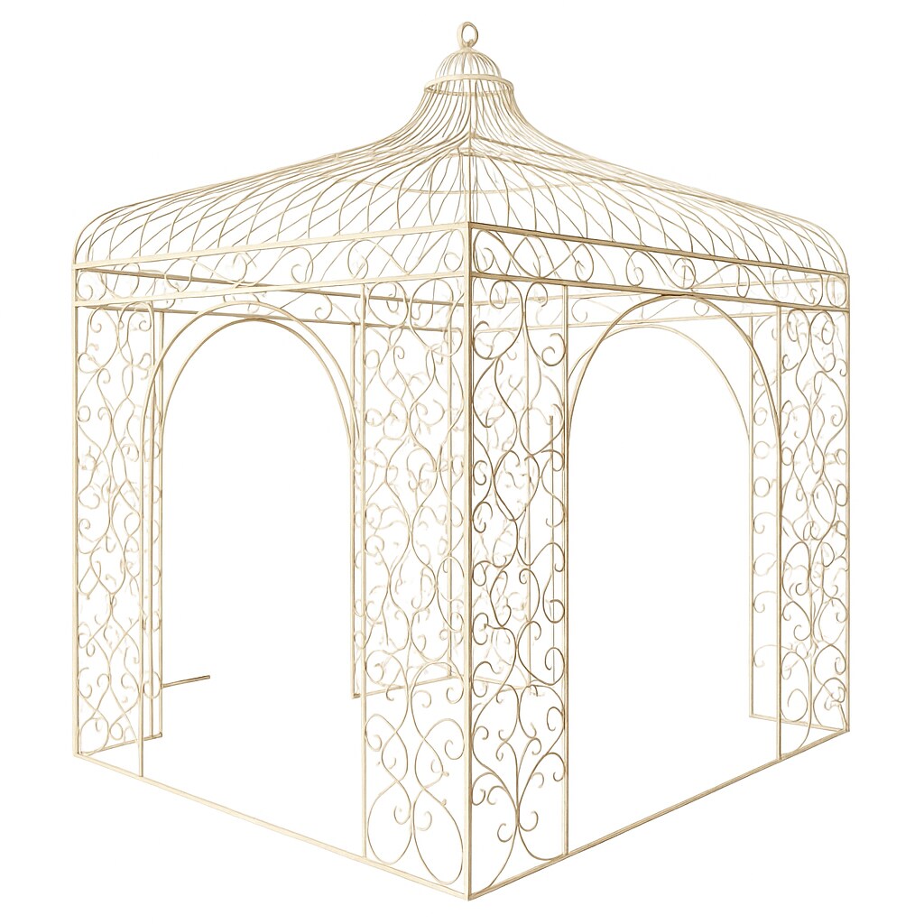 BISCOTTINI INTERNATIONAL ART TRADING Biscottini Gartenpavillon für den Außenbereich – quadratischer Pavillon 4x4m – Eisenpavillon – Garten Pergola – 