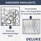 thumbnail of DELUKE® Gartenbank Gabionen INO aus Stahl 244x71x65,5cm Kiefernholz Natur Gabionenbank Gartenbank mit Sitzfläche aus Gabionen Steinkorb Gabionengitter