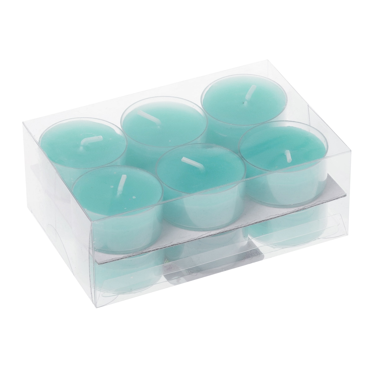 Teelichter in Kunststoffhülle Mint 18/38mm, 12er-Pack