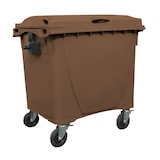 thumbnail of Contenedor para desperdicios con tapa plana y ruedas.Marron 1100l.