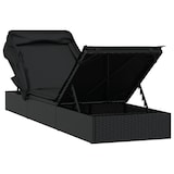 thumbnail of Helloshop26 - Espreguiçadeira com toldo dobrável 213 x 63 x 97 cm resina trançada preta 02_0012209