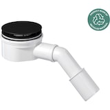 thumbnail of PREVEX Showerloc Ablaufgarnitur flach mit Siphon matt schwarz 90 mm mit Haarsieb 40 50 mm Auslass