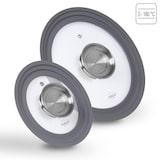 thumbnail of STONELINE® Universal Glasdeckel, 2-teilig, mit Silikonrand & Aromaknauf, 16/18/20 cm und 24/26/28 cm