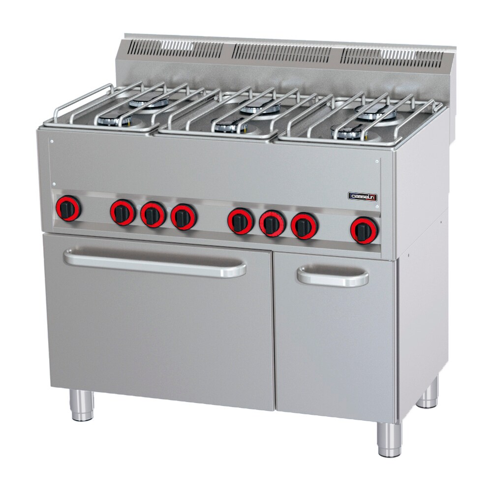 6-pits gaskookplaat met geventileerde elektrische oven GN 1/1 P 99  C6FOG6FFEVP99 Casselin