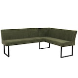 thumbnail of Hoekbank HWC-O82, eetkamerbank Bank, Oeko-Tex (310g/m²) chenille stof/textiel metaal 210x159cm ~ groen